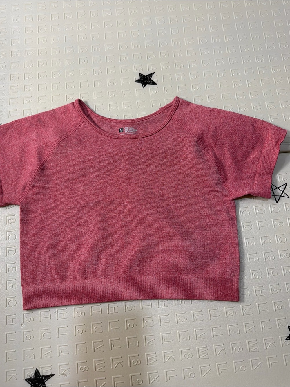 Athletic Short-Sleeve Pink Knit cropped Top